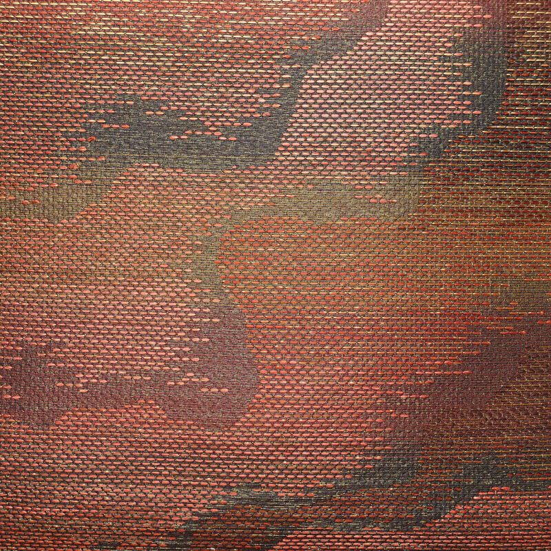 袋帯 都喜ヱ門 六通柄 美品 証紙あり 藤絹織物 金ラベル フォーマル用 正絹 幾何学柄・抽象柄 小豆・エンジ_画像2