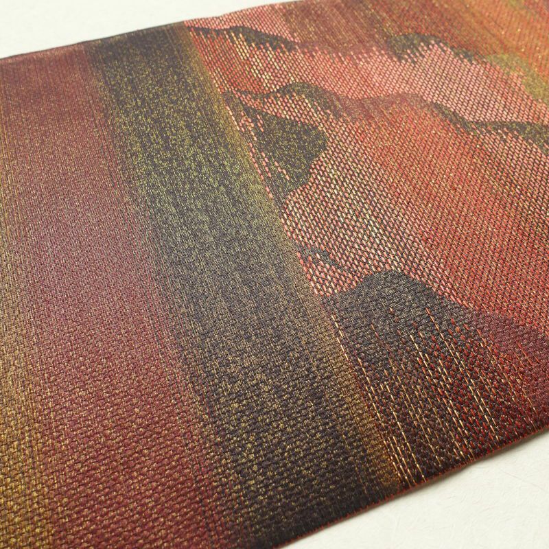 袋帯 都喜ヱ門 六通柄 美品 証紙あり 藤絹織物 金ラベル フォーマル用 正絹 幾何学柄・抽象柄 小豆・エンジ_画像19