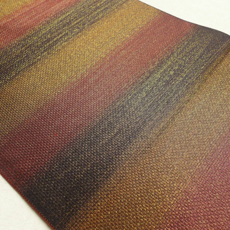 袋帯 都喜ヱ門 六通柄 美品 証紙あり 藤絹織物 金ラベル フォーマル用 正絹 幾何学柄・抽象柄 小豆・エンジ_画像21