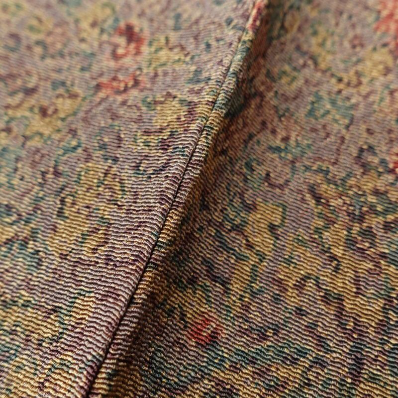 小紋 美品 しつけ糸付き 縮緬 総柄 正絹 幾何学柄・抽象柄 袷仕立て 紫・藤色_画像8