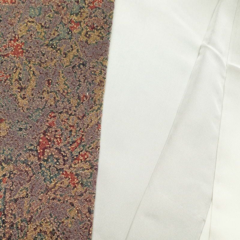 小紋 美品 しつけ糸付き 縮緬 総柄 正絹 幾何学柄・抽象柄 袷仕立て 紫・藤色_画像24