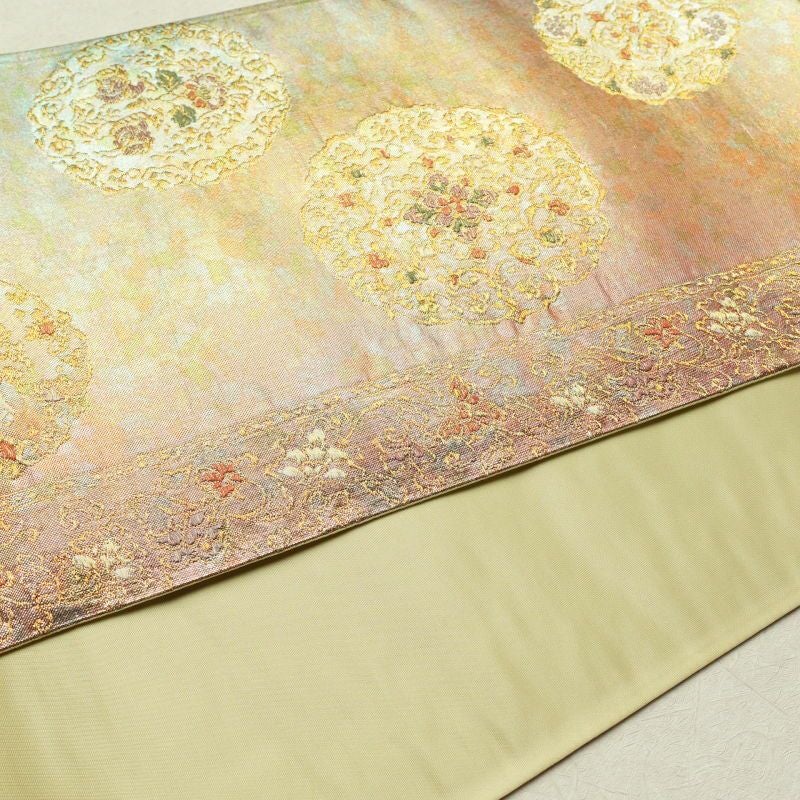 袋帯 未仕立て 西陣織 箔 六通柄 美品 フォーマル用 正絹 幾何学柄・抽象柄 ピンク_画像15