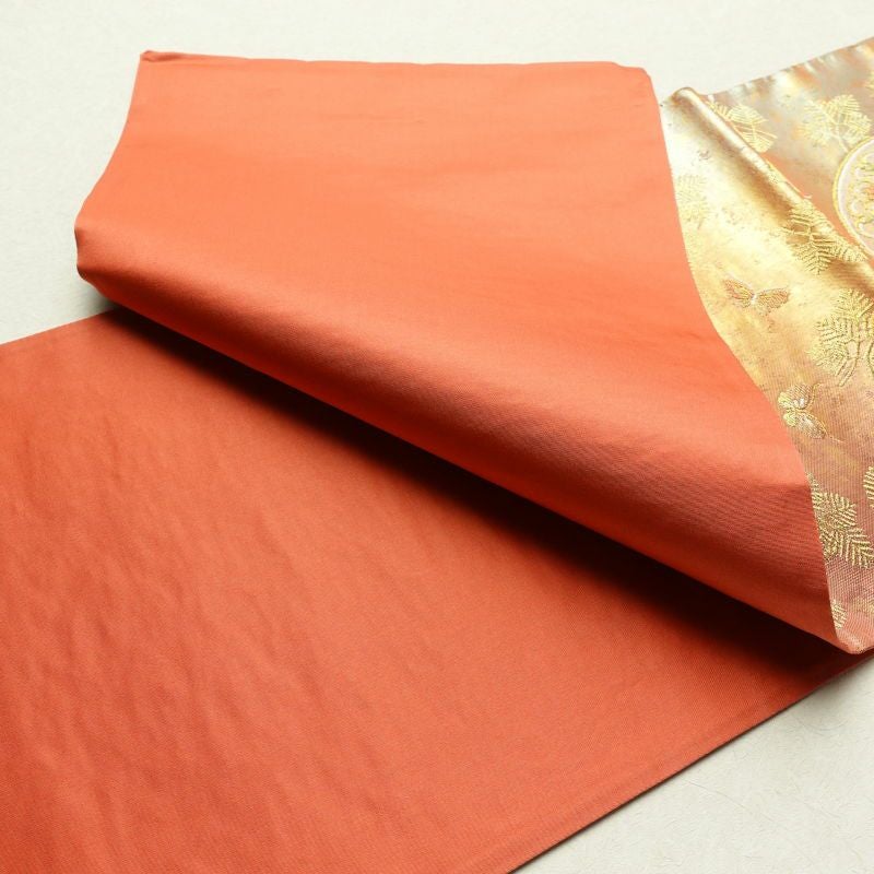 袋帯 未仕立て 西陣織 箔 六通柄 美品 フォーマル用 正絹 幾何学柄・抽象柄 橙_画像11