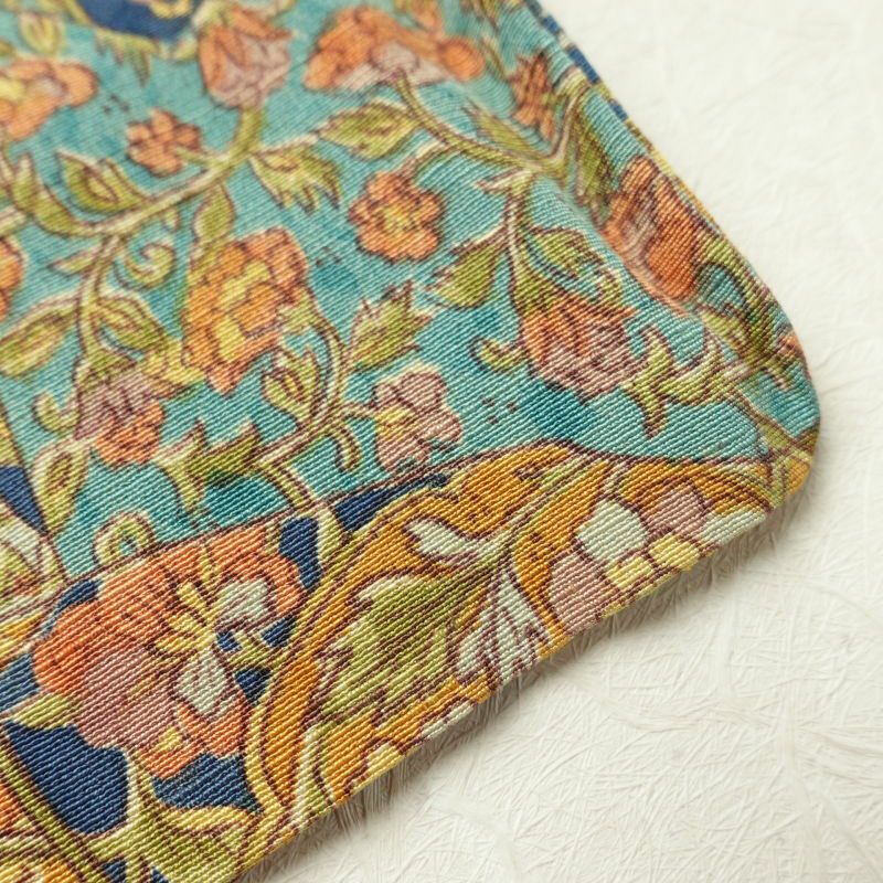 小紋 良品 縮緬 総柄 正絹 木の葉・植物柄 袷仕立て 黄・黄土色_画像18