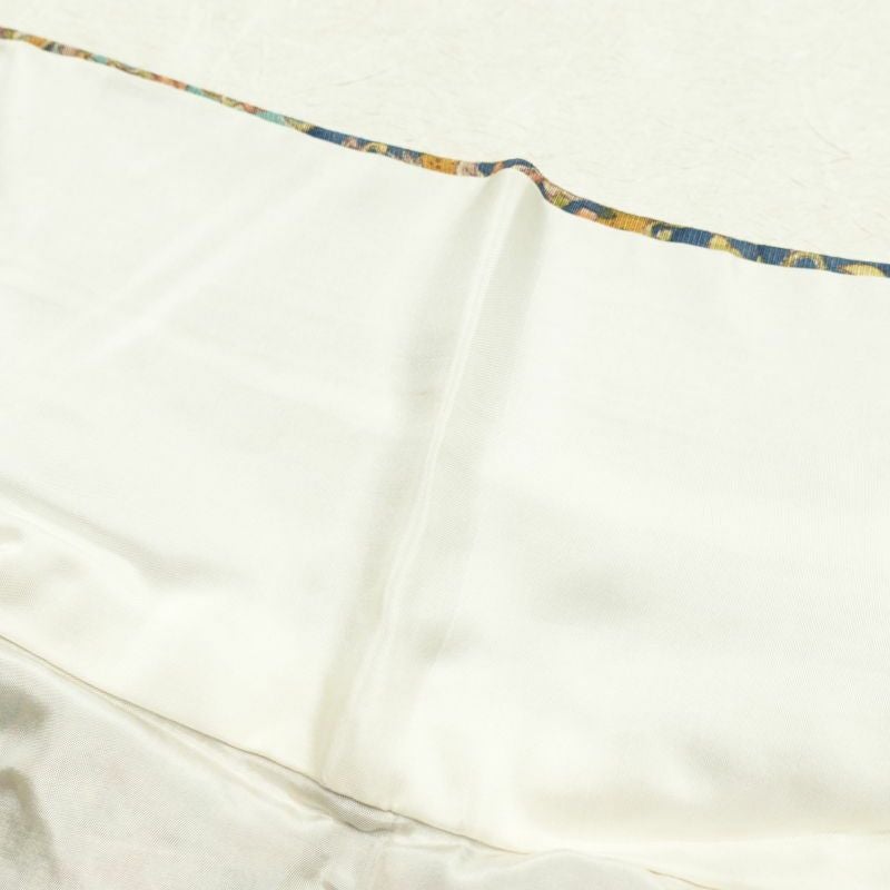 小紋 良品 縮緬 総柄 正絹 木の葉・植物柄 袷仕立て 黄・黄土色_画像25