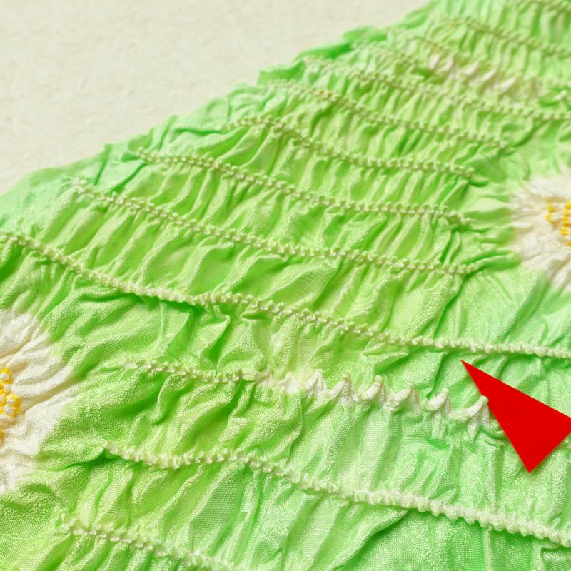 帯揚げ 絞り 正絹 縞柄・線柄 緑・うぐいす色_画像9