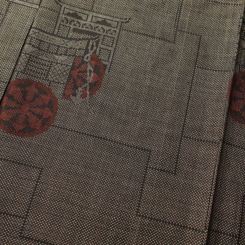 紬 良品 しつけ糸付き 正絹 幾何学柄・抽象柄 袷仕立て 茶_画像5