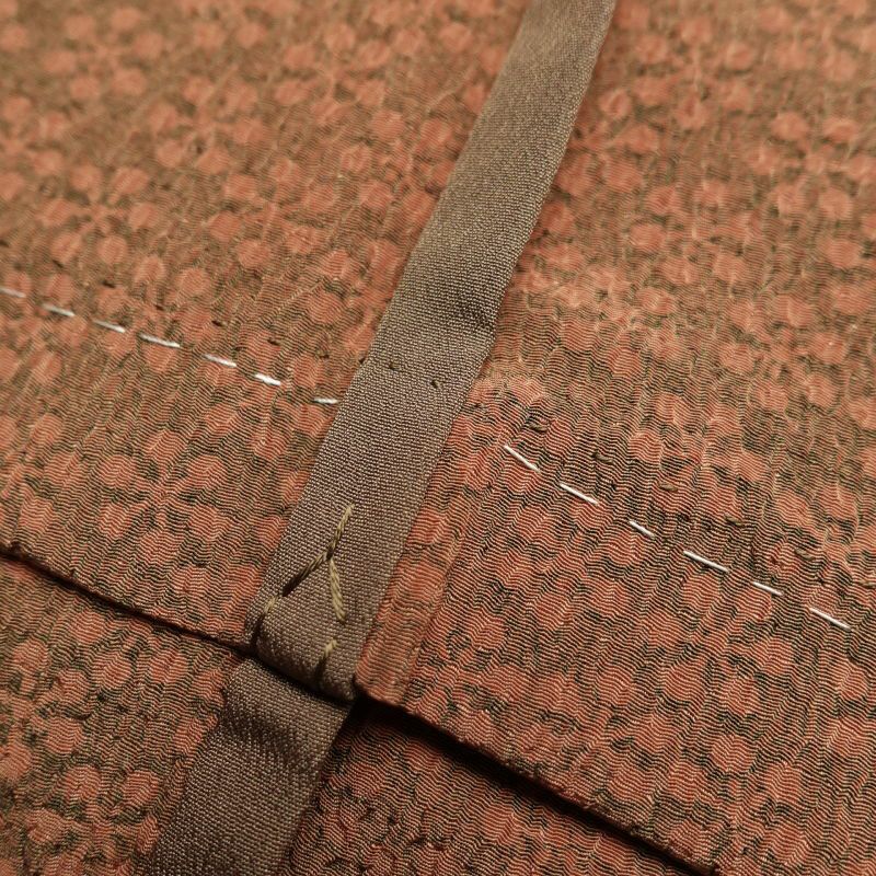 単衣 良品 小紋 ちりめん 総柄 正絹 古典柄 背伏せ付き 単衣 茶_画像25