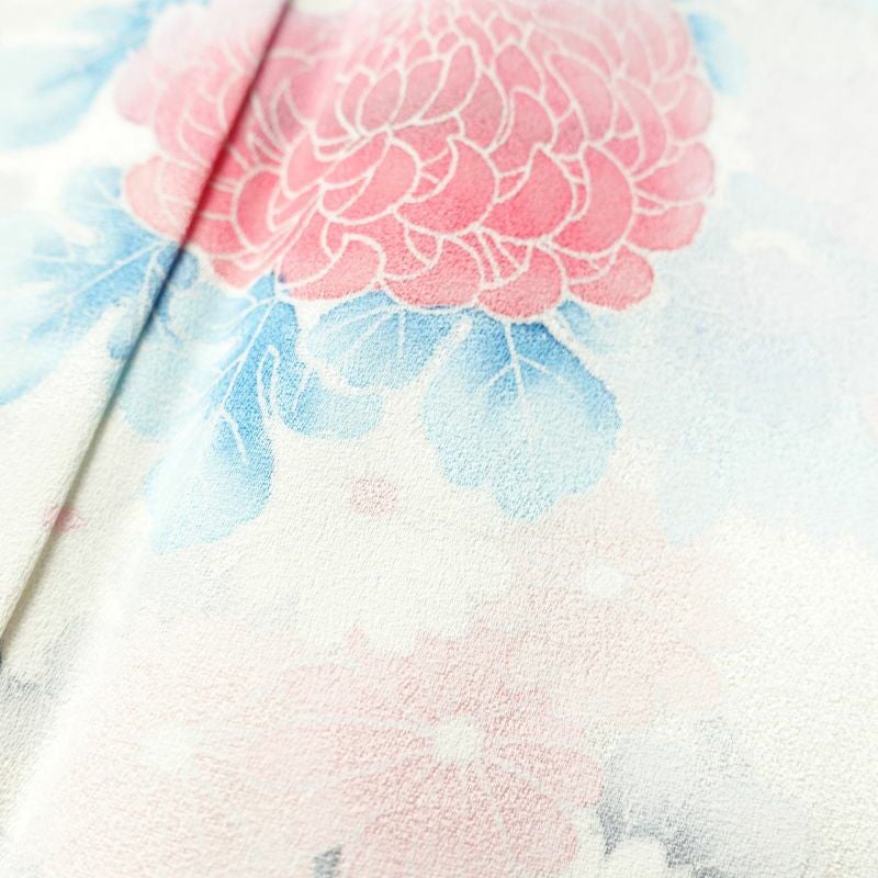 付け下げ 良品 しつけ糸付き 正絹 古典柄 袷仕立て 青・紺_画像7