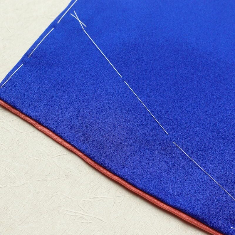 付け下げ 良品 しつけ糸付き 正絹 古典柄 袷仕立て 青・紺_画像9