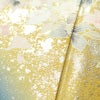 訪問着 美品 しつけ糸付き 縮緬 箔 共八掛 正絹 花柄 袷仕立て 青・紺_画像10