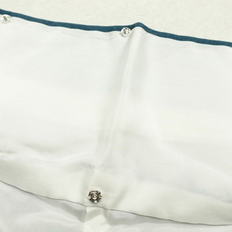 訪問着 美品 しつけ糸付き 縮緬 箔 共八掛 正絹 花柄 袷仕立て 青・紺_画像33