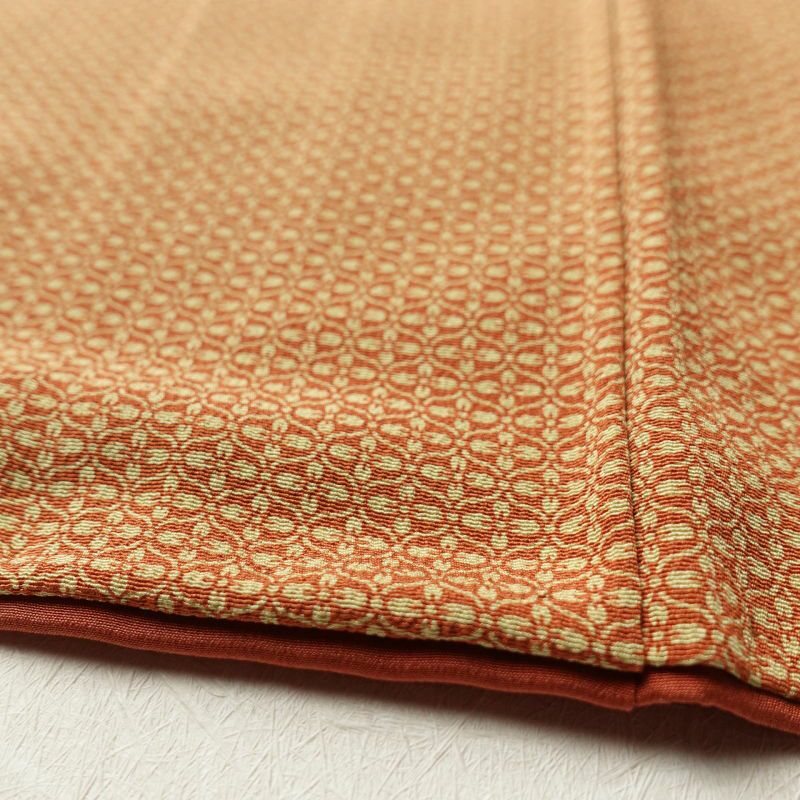 小紋 美品 縮緬 正絹 幾何学柄・抽象柄 袷仕立て 黄・黄土色_画像11