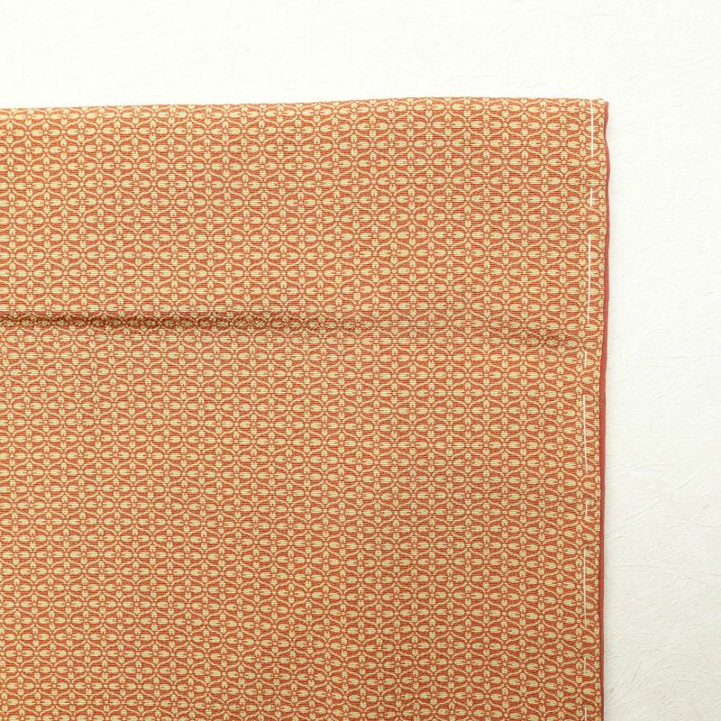 小紋 美品 縮緬 正絹 幾何学柄・抽象柄 袷仕立て 黄・黄土色_画像16