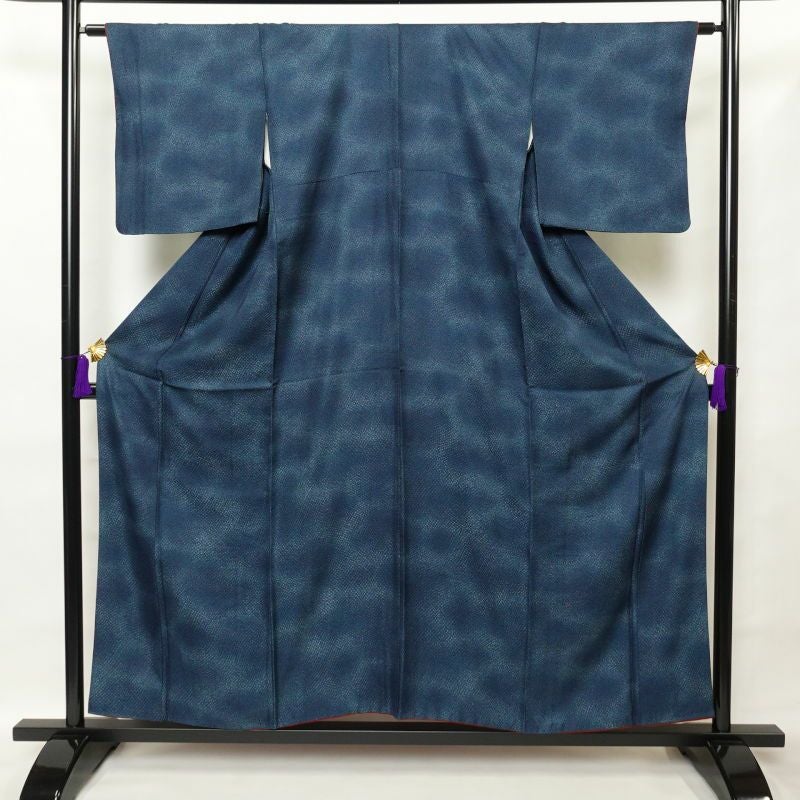 小紋 美品 正絹 その他の柄 グラデーション 袷仕立て 青・紺_画像1