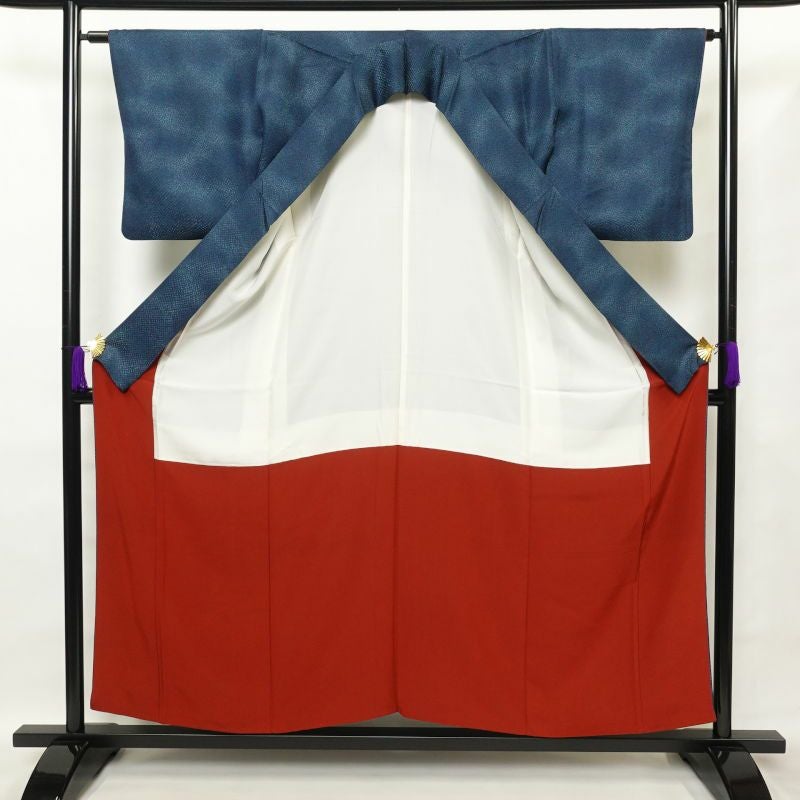 小紋 美品 正絹 その他の柄 グラデーション 袷仕立て 青・紺_画像3