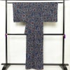 紬 良品 正絹 幾何学柄・抽象柄 袷仕立て 青・紺_画像2