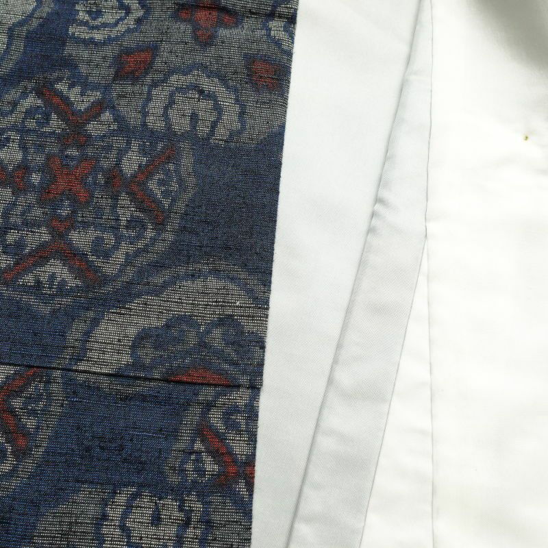 紬 良品 正絹 幾何学柄・抽象柄 袷仕立て 青・紺_画像26