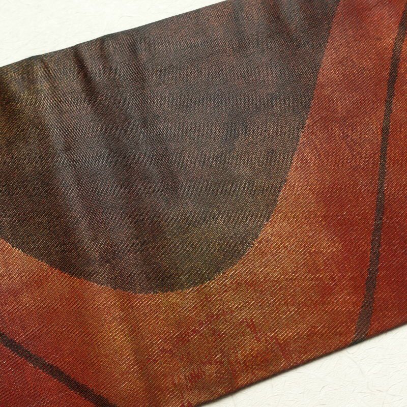 名古屋帯 六通柄 正絹 流水・波柄 名古屋仕立て 茶_画像18