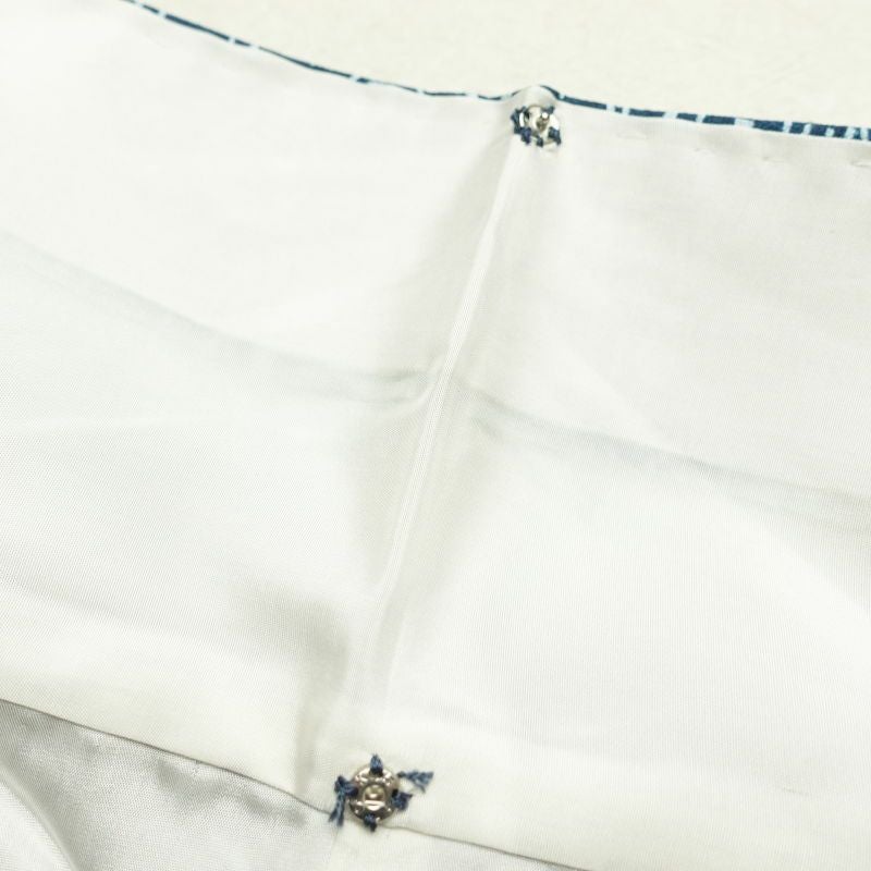 小紋 総柄 混紡 古典柄 蝶 袷仕立て 青・紺_画像26