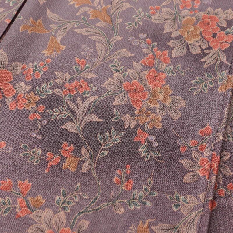 小紋 縮緬 総柄 正絹 花柄 袷仕立て 紫・藤色_画像5