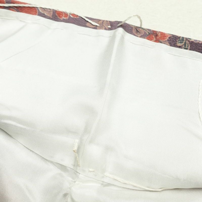 小紋 縮緬 総柄 正絹 花柄 袷仕立て 紫・藤色_画像24