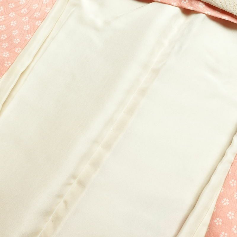 小紋 しつけ糸付き 金糸 伊達衿付き 正絹 古典柄 扇子 袷仕立て クリーム_画像22