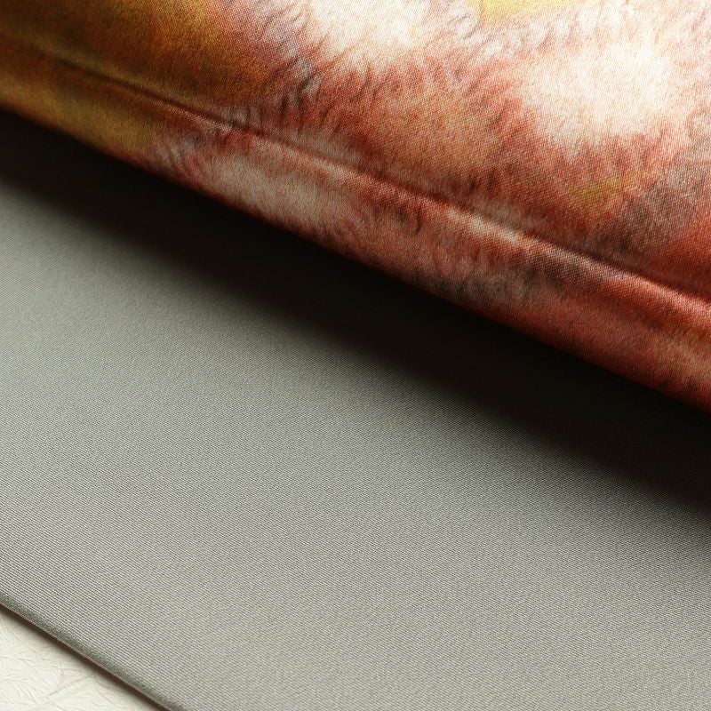 名古屋帯 太鼓柄 正絹 木の葉・植物柄 名古屋仕立て グレー_画像8