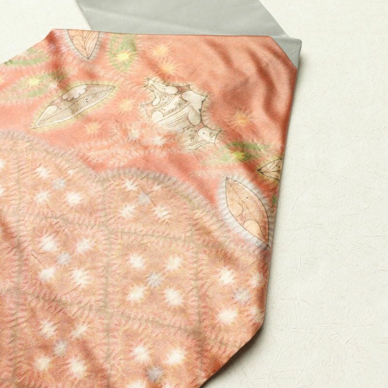 名古屋帯 太鼓柄 正絹 木の葉・植物柄 名古屋仕立て グレー_画像16