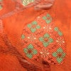 帯反物 名古屋帯 六通柄 博多織 証紙あり 良品 正絹 花柄 赤・朱_画像4