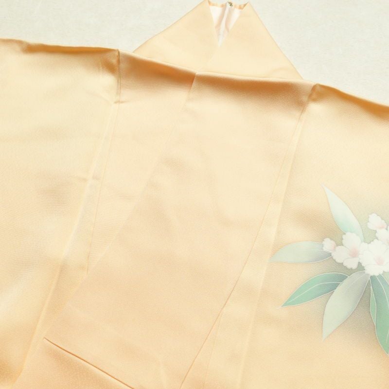 付け下げ 正絹 花柄 袷仕立て 橙 オレンジベージュ_画像29
