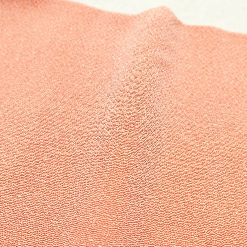 色無地 鮫小紋 美品 落款入り 一つ紋付き 縮緬 正絹 古典柄 袷仕立て 橙_画像18