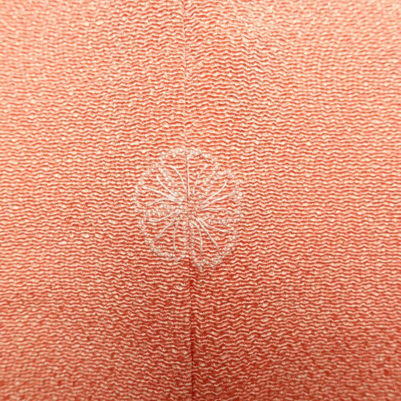 色無地 鮫小紋 美品 落款入り 一つ紋付き 縮緬 正絹 古典柄 袷仕立て 橙_画像26