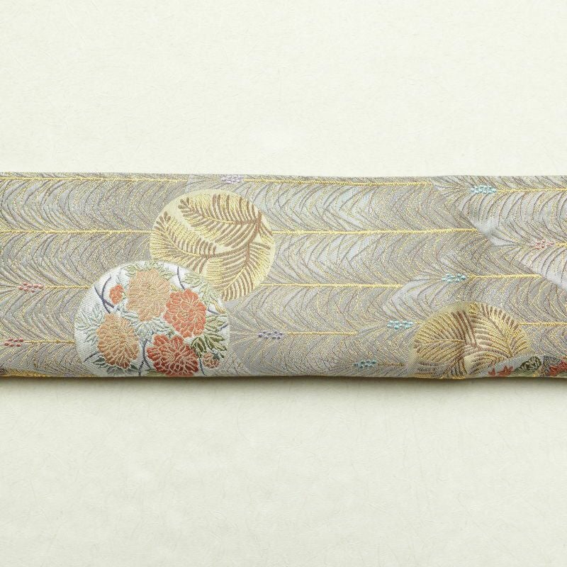 袋帯 六通柄 良品 西陣織 証紙あり フォーマル用 正絹 古典柄 グレー_画像20