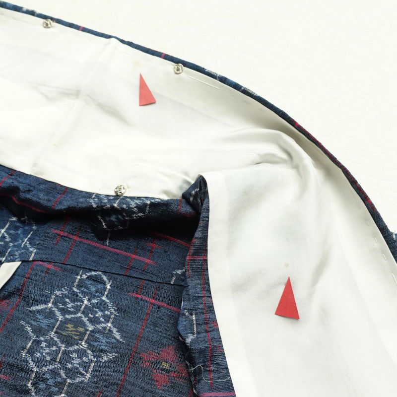 単衣 紬 正絹 幾何学柄・抽象柄 単衣仕立て 青・紺_画像26