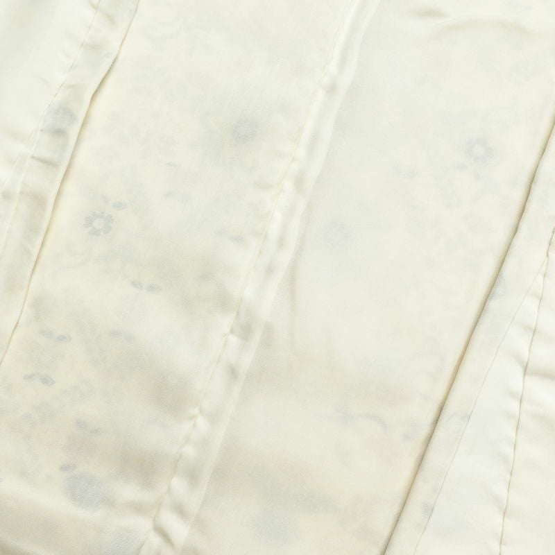 小紋  良品 しつけ糸付き 縮緬 総柄 正絹 花柄 袷仕立て クリーム_画像23