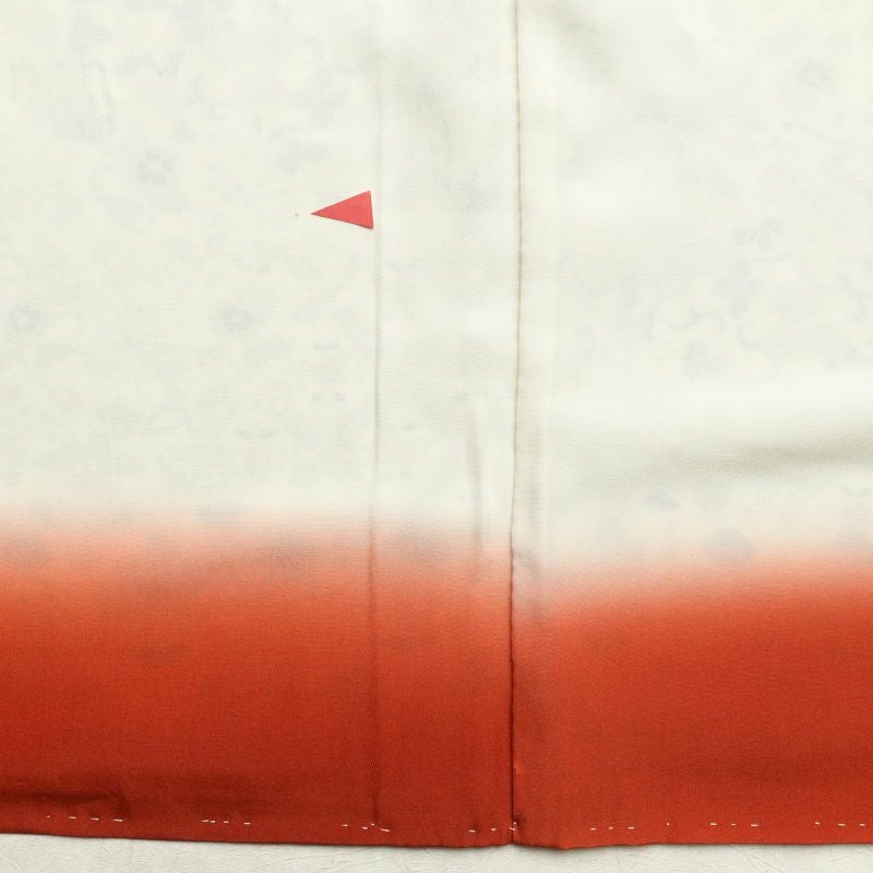 小紋  良品 しつけ糸付き 縮緬 総柄 正絹 花柄 袷仕立て クリーム_画像27