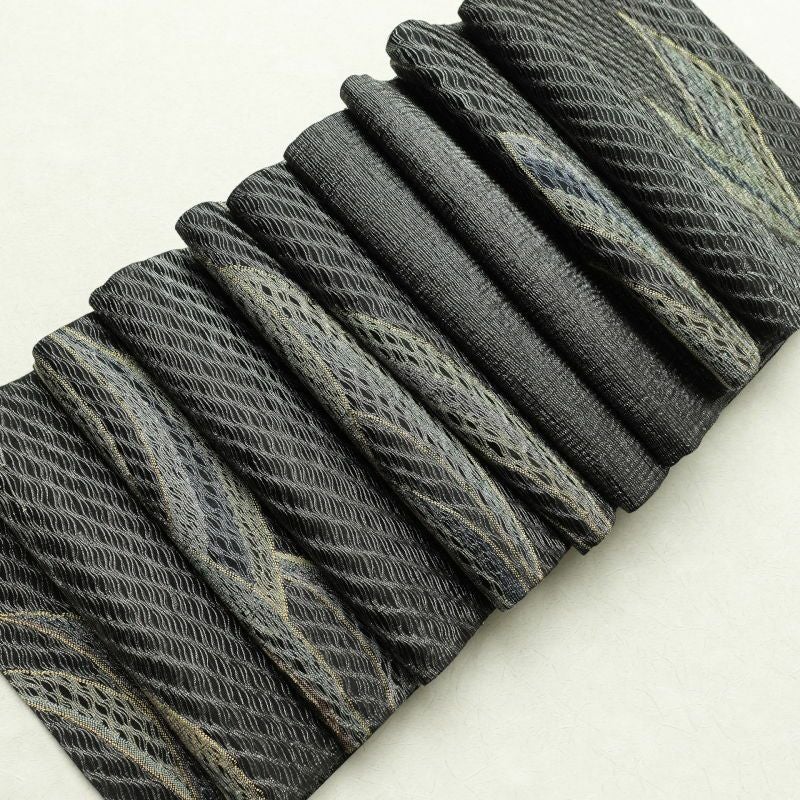 袋帯 六通柄 良品 一般用 正絹 幾何学柄・抽象柄 黒_画像30