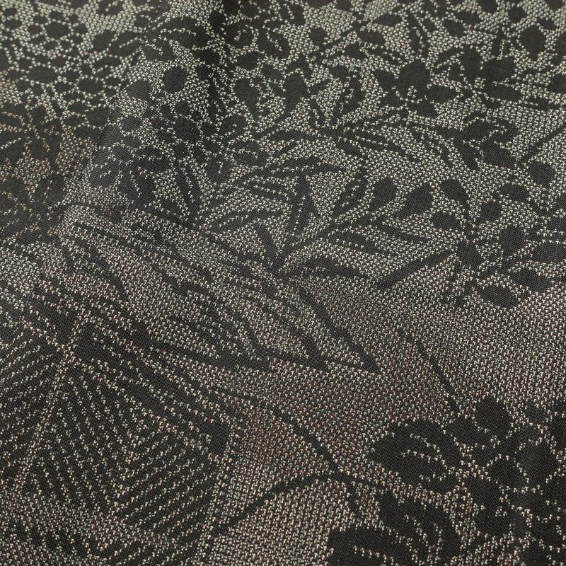 紬 付下げ風 正絹 風景柄 菖蒲 袷仕立て 茶_画像6