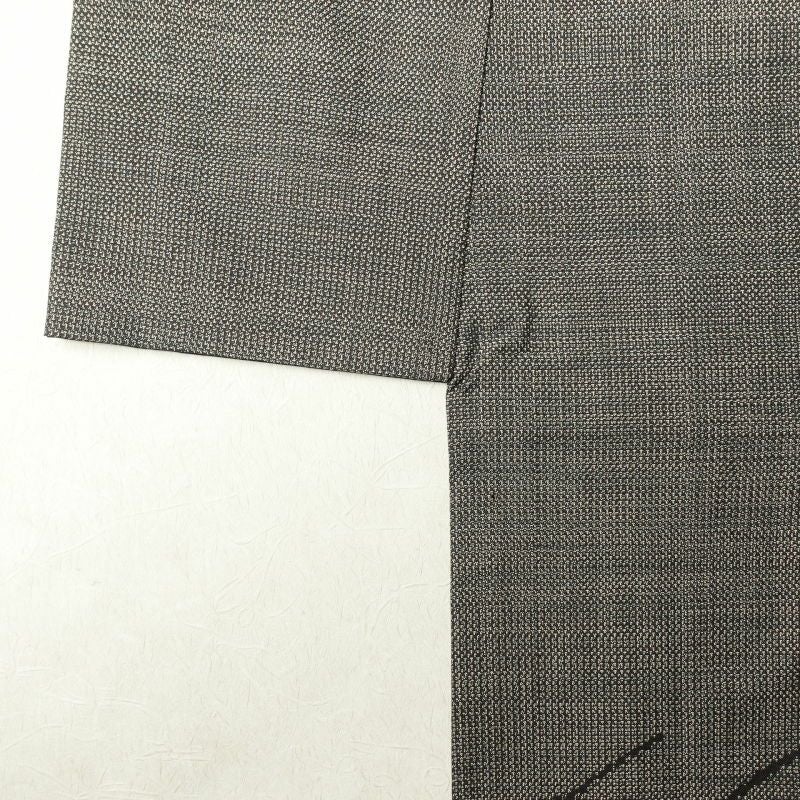 紬 付下げ風 正絹 風景柄 菖蒲 袷仕立て 茶_画像14