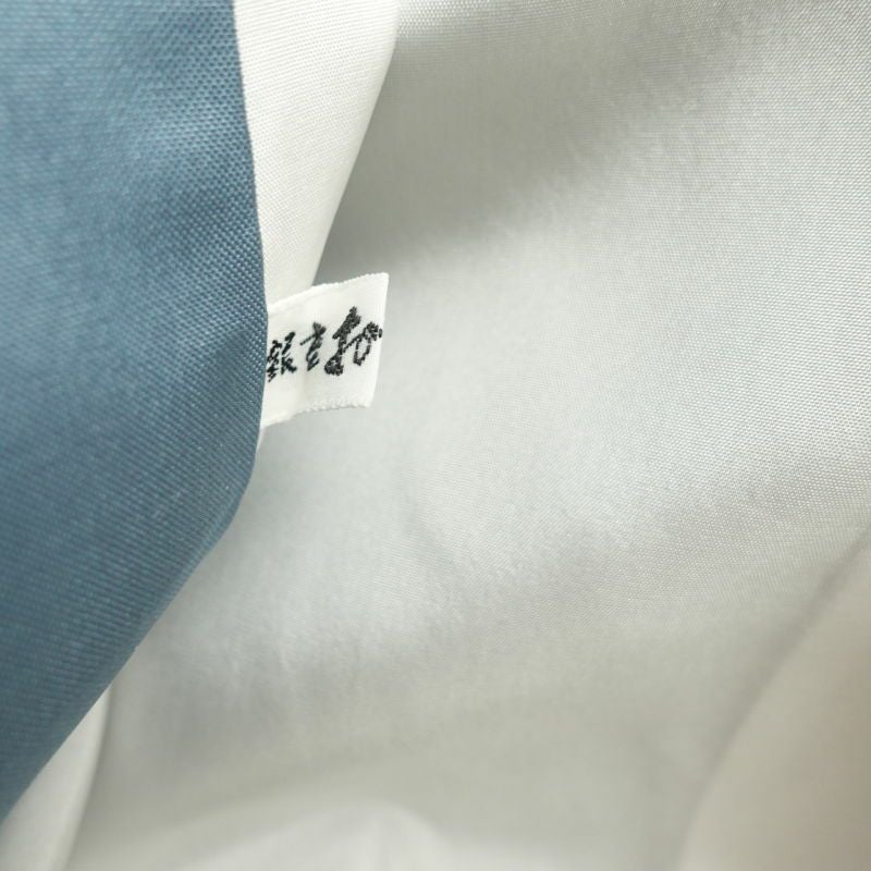 紬 美品 銀座おおぎ屋 落款入り しつけ糸付き 正絹 金彩 共八掛  古典柄 袷仕立て 青・紺_画像31