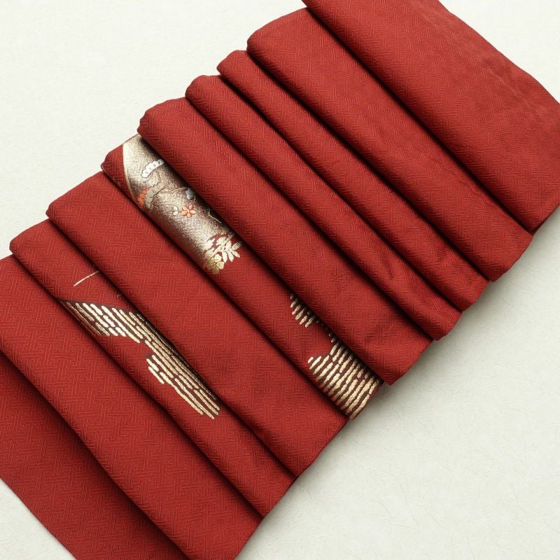 袋帯 太鼓柄 フォーマル用 金彩 刺繍 正絹 古典柄 赤・朱_画像25