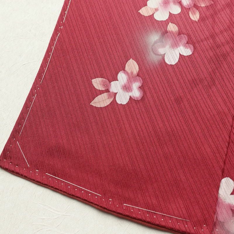 小紋 良品 しつけ糸付き 総柄 正絹 花柄 袷仕立て 赤・朱_画像11