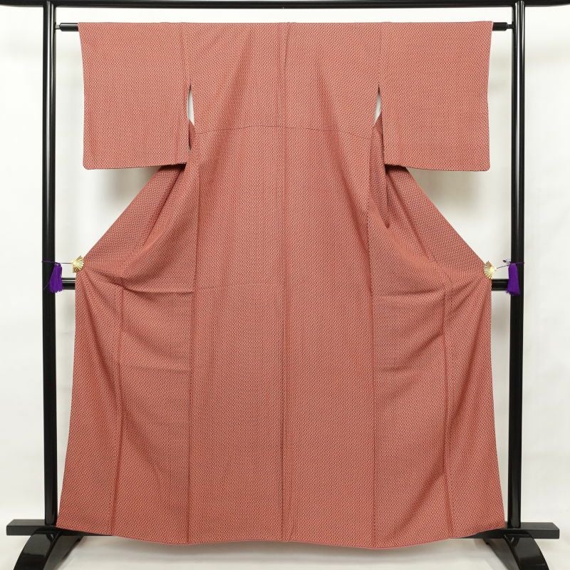 小紋 斉藤三才 落款入り しつけ糸付き 一つ紋付き 縮緬 正絹 その他の