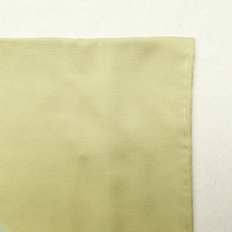 訪問着 しつけ糸付き 正絹 木の葉・植物柄 袷仕立て 緑・うぐいす色_画像21