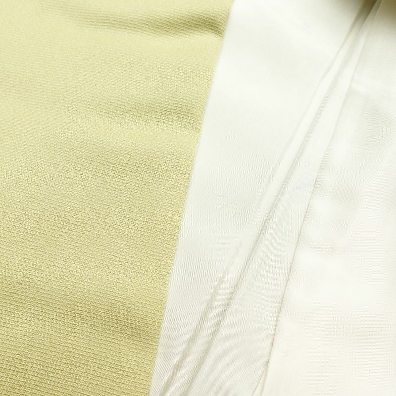 訪問着 しつけ糸付き 正絹 木の葉・植物柄 袷仕立て 緑・うぐいす色_画像28