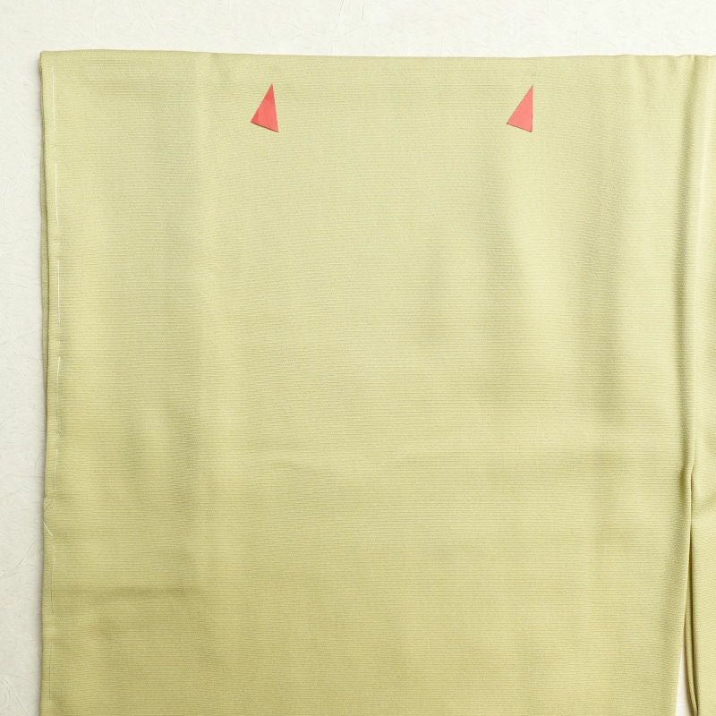 訪問着 しつけ糸付き 正絹 木の葉・植物柄 袷仕立て 緑・うぐいす色_画像31