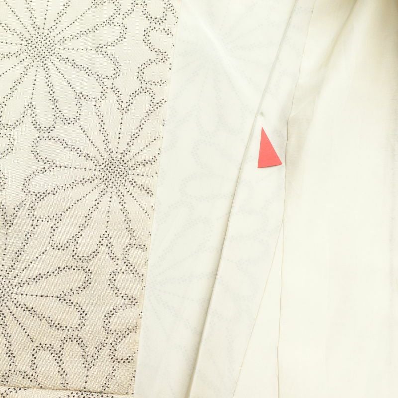 紬 正絹 花柄 袷仕立て クリーム サラッとした手触り_画像24
