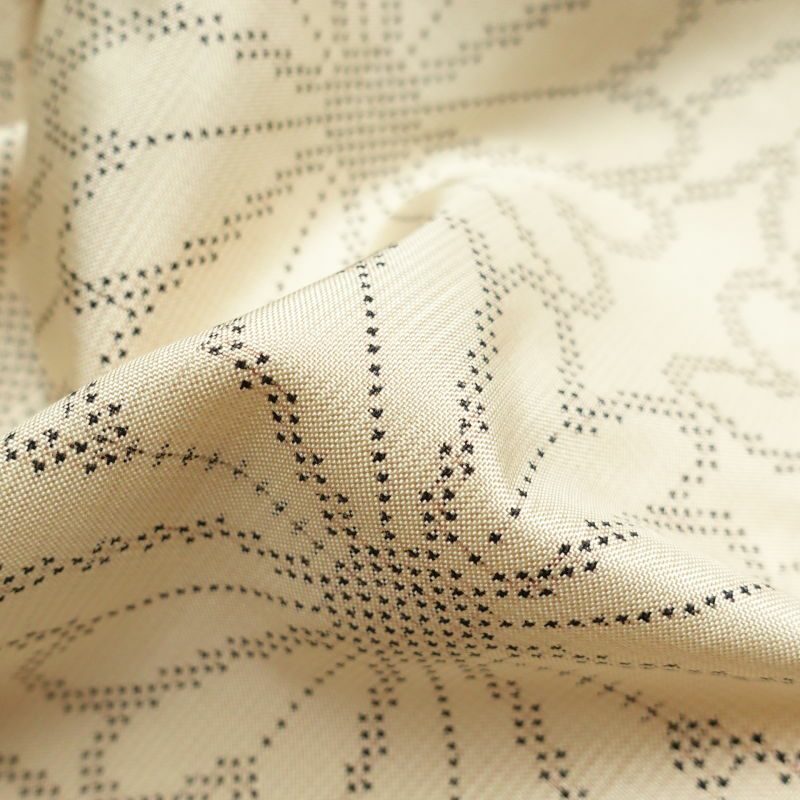 紬 正絹 花柄 袷仕立て クリーム サラッとした手触り_画像35