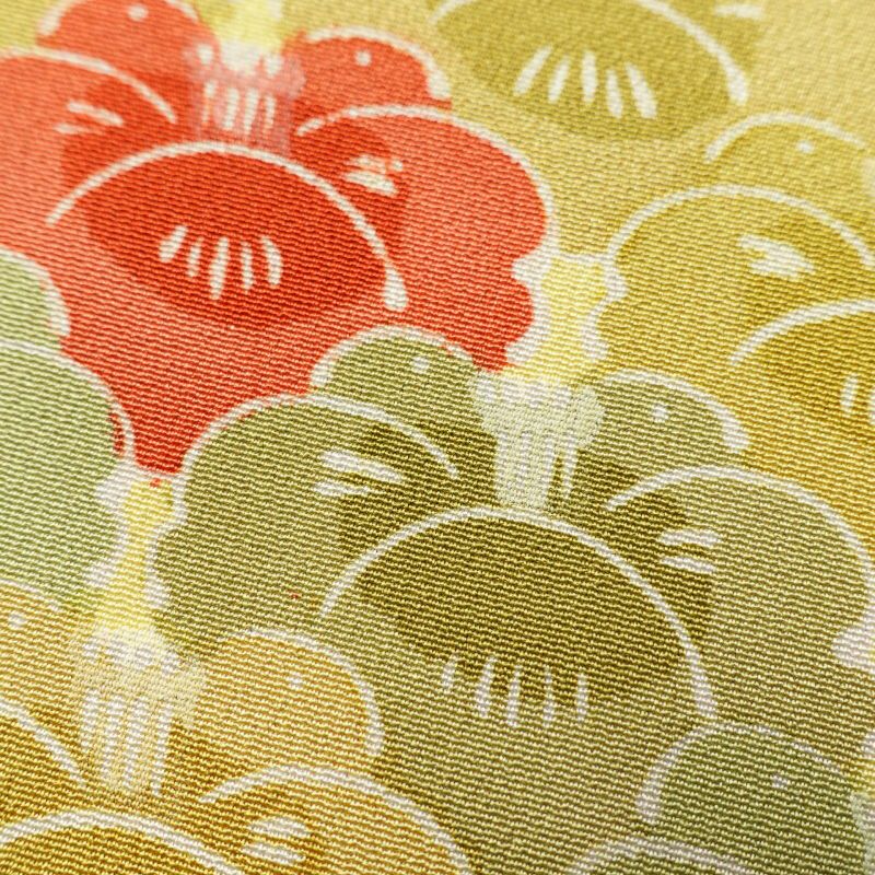 小紋 縮緬 付下小紋 正絹 花柄 袷仕立て 緑・うぐいす色_画像10